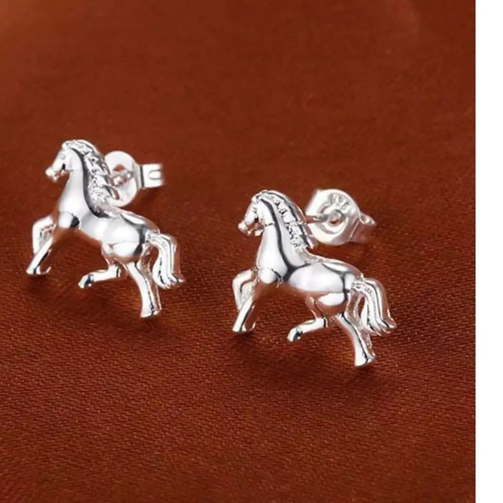 New Sterling Silver Horse Necklace & Earrings Set - Picture 6 of 6